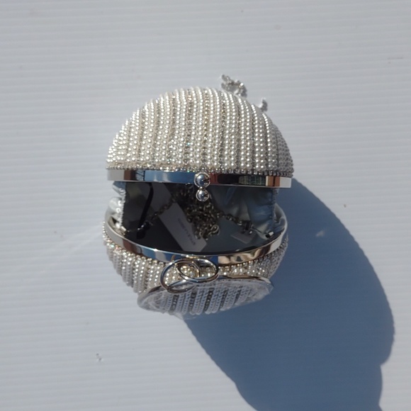 🐧UNIQUE VINTAGE Round Pearl/Rhinestones Flapper Clutch - Picture 9 of 14